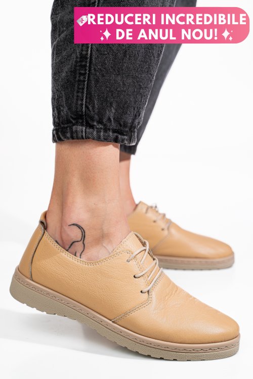 Pantofi bej piele naturala as77150
