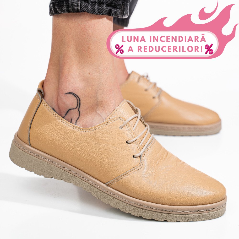 PANTOFI BEJ PIELE NATURALA AS77150