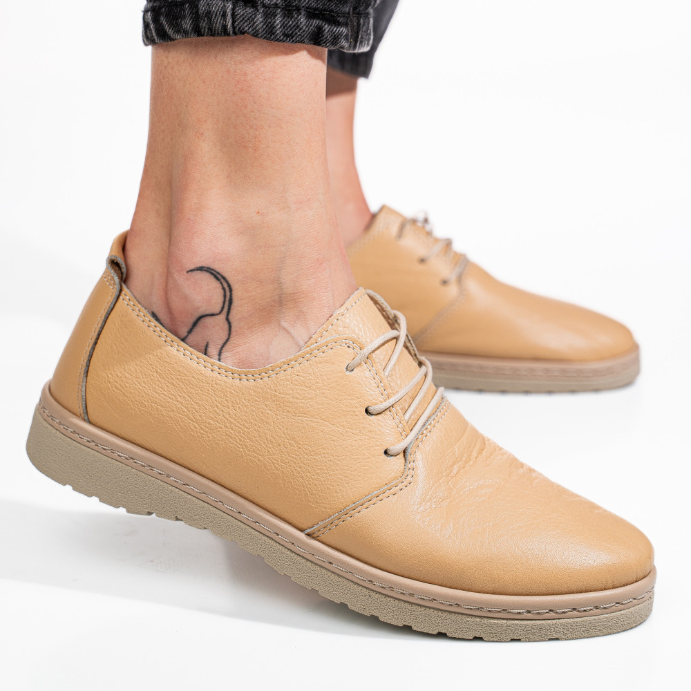 PANTOFI BEJ PIELE NATURALA AS77150