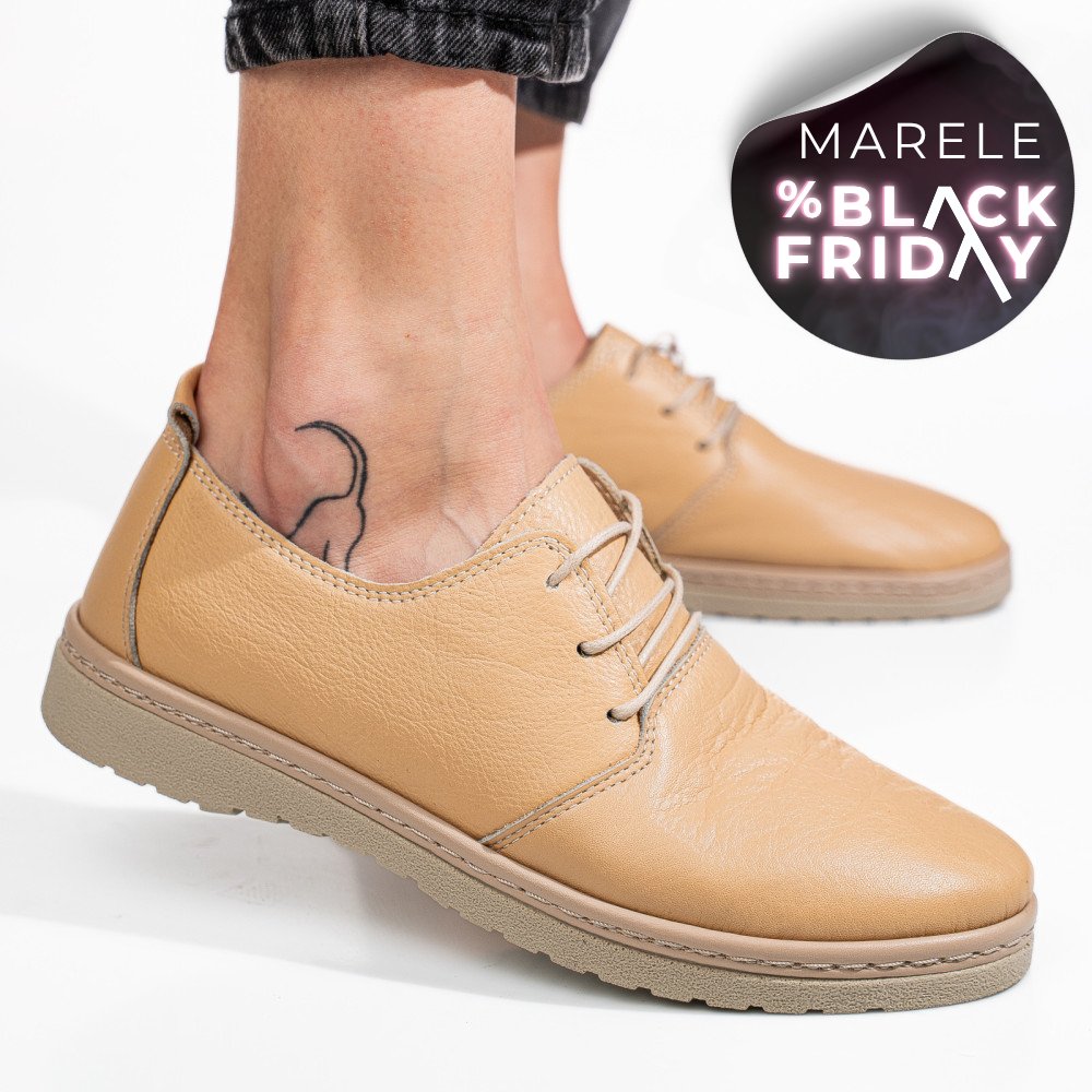 PANTOFI BEJ PIELE NATURALA AS77150