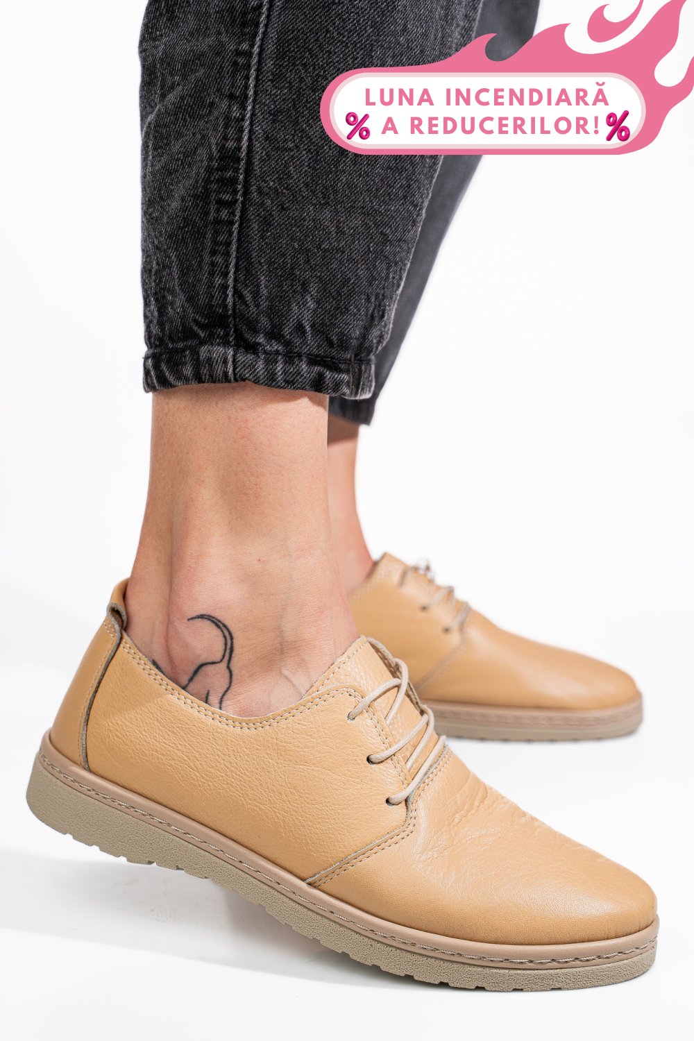 PANTOFI BEJ PIELE NATURALA AS77150