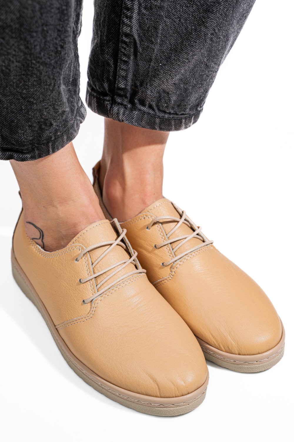 PANTOFI BEJ PIELE NATURALA AS77150