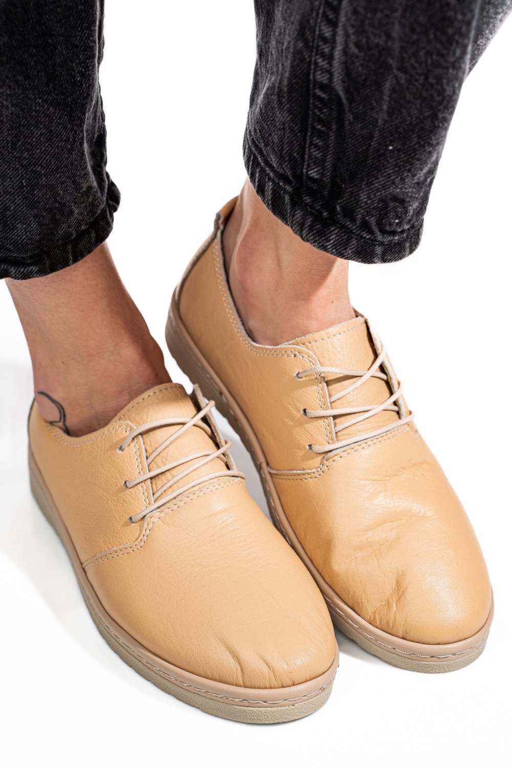 PANTOFI BEJ PIELE NATURALA AS77150