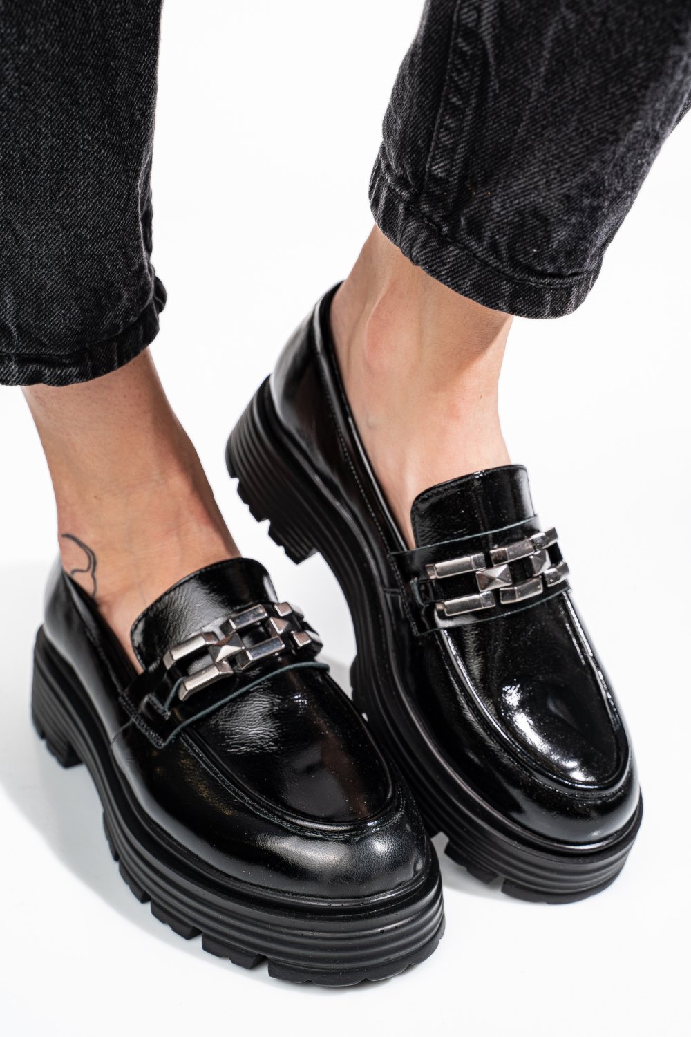 MOCASINI NEGRI PIELE ATURALA LACUITA 7S7733