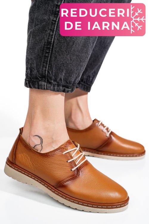 Pantofi maro piele naturala as77150