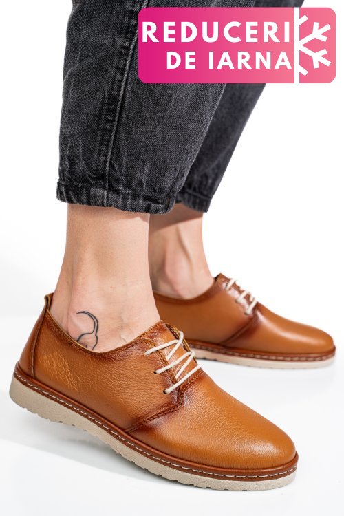 Pantofi maro piele naturala as77150
