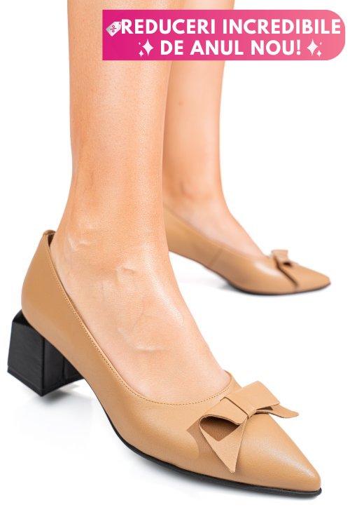 Pantofi maro deschis piele naturala 5s77463