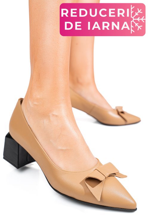 Pantofi maro deschis piele naturala 5s77463