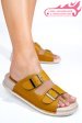 Papuci mustar piele naturala apckd-0100