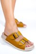 Papuci mustar piele naturala apckd-0100