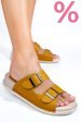 Papuci mustar piele naturala apckd-0100