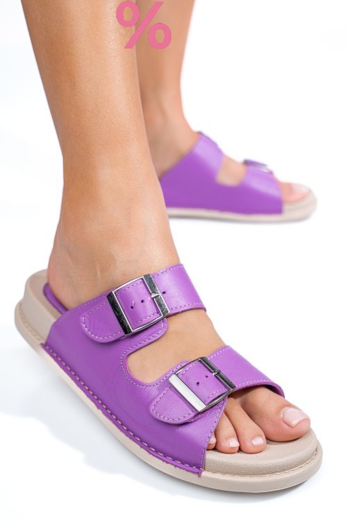 Papuci mov piele naturala apckd-0100