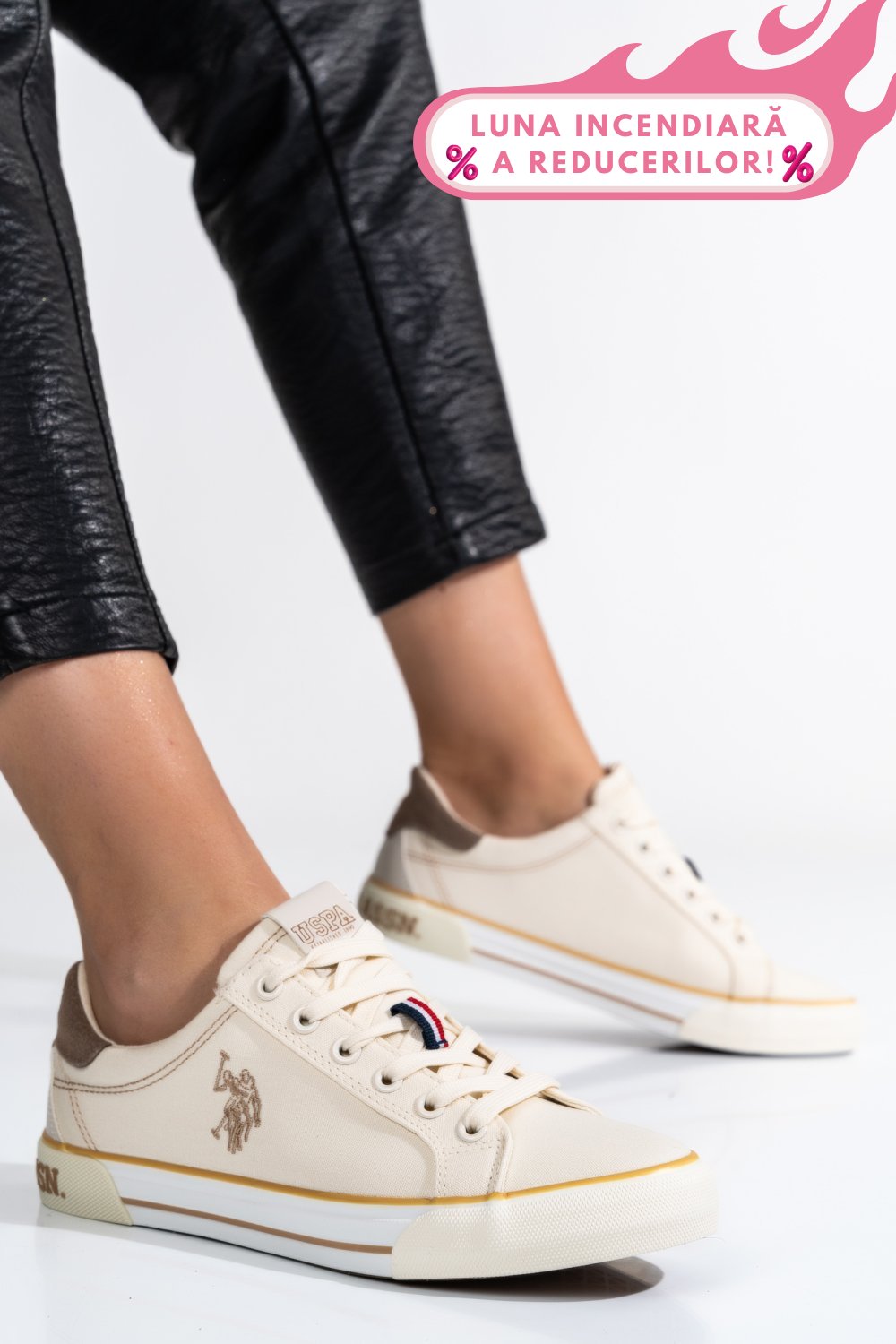 U.S. POLO ASSN, PANTOFI SPORT BEIGE RACHEL