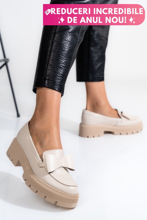 Mocasini bej piele naturala 2s77115