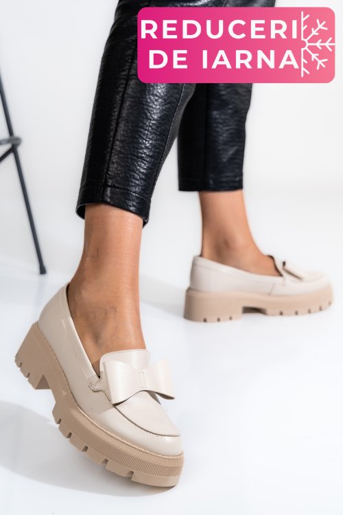 Mocasini bej piele naturala 2s77115
