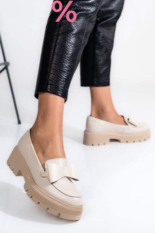 Mocasini bej piele naturala 2s77115