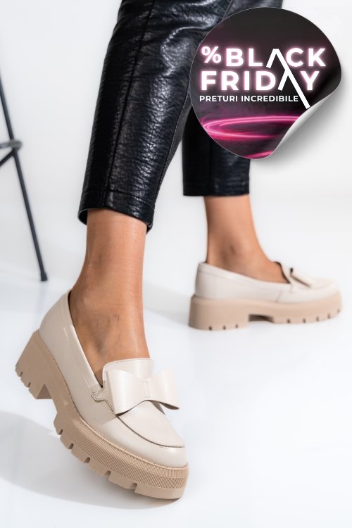 Mocasini bej piele naturala 2s77115