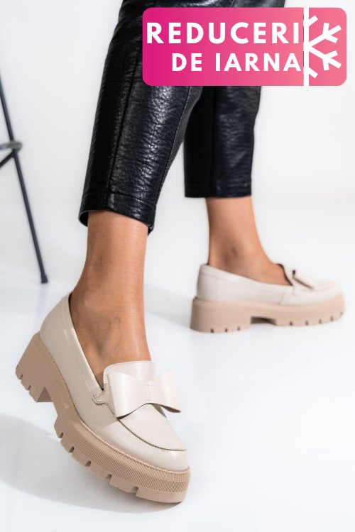 Mocasini bej piele naturala 2s77115