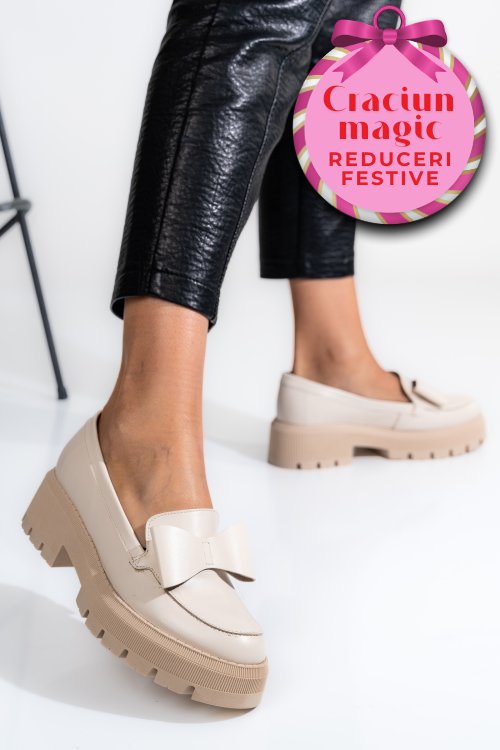 Mocasini bej piele naturala 2s77115