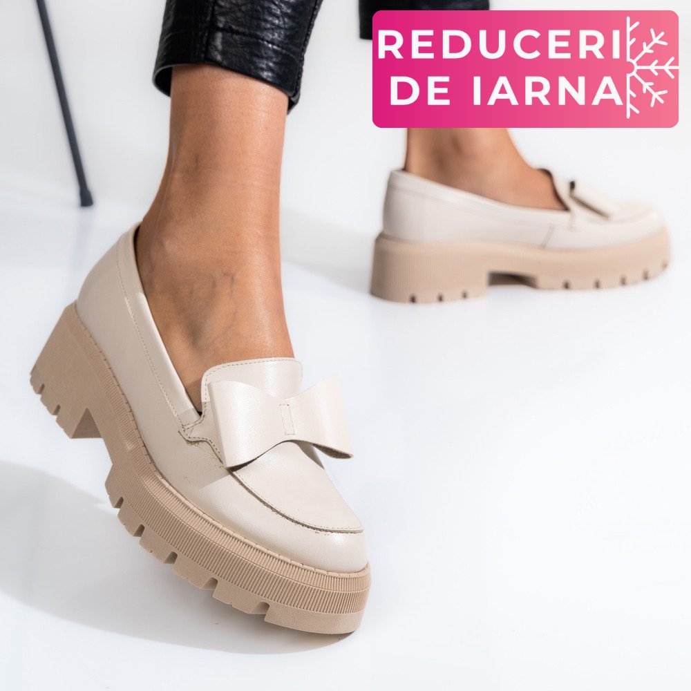 MOCASINI BEJ PIELE NATURALA 2S77115