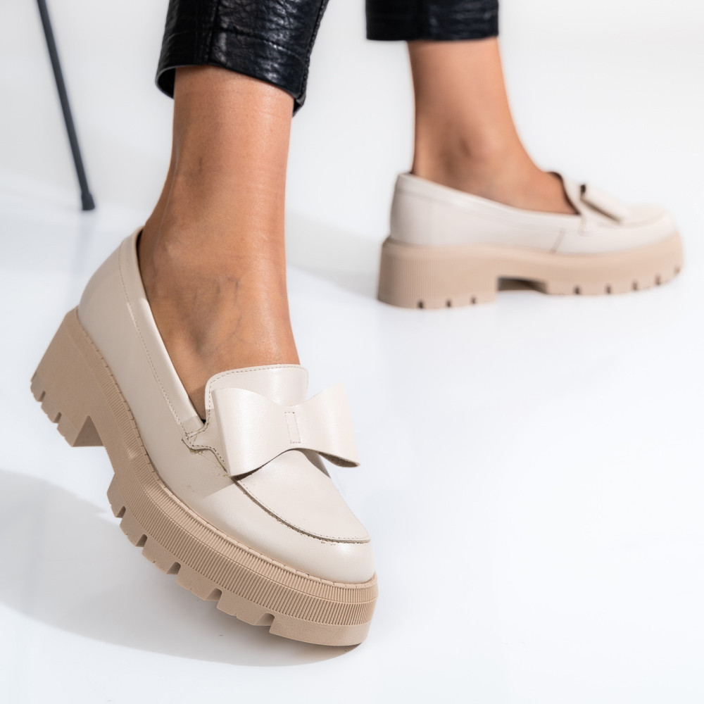 MOCASINI BEJ PIELE NATURALA 2S77115