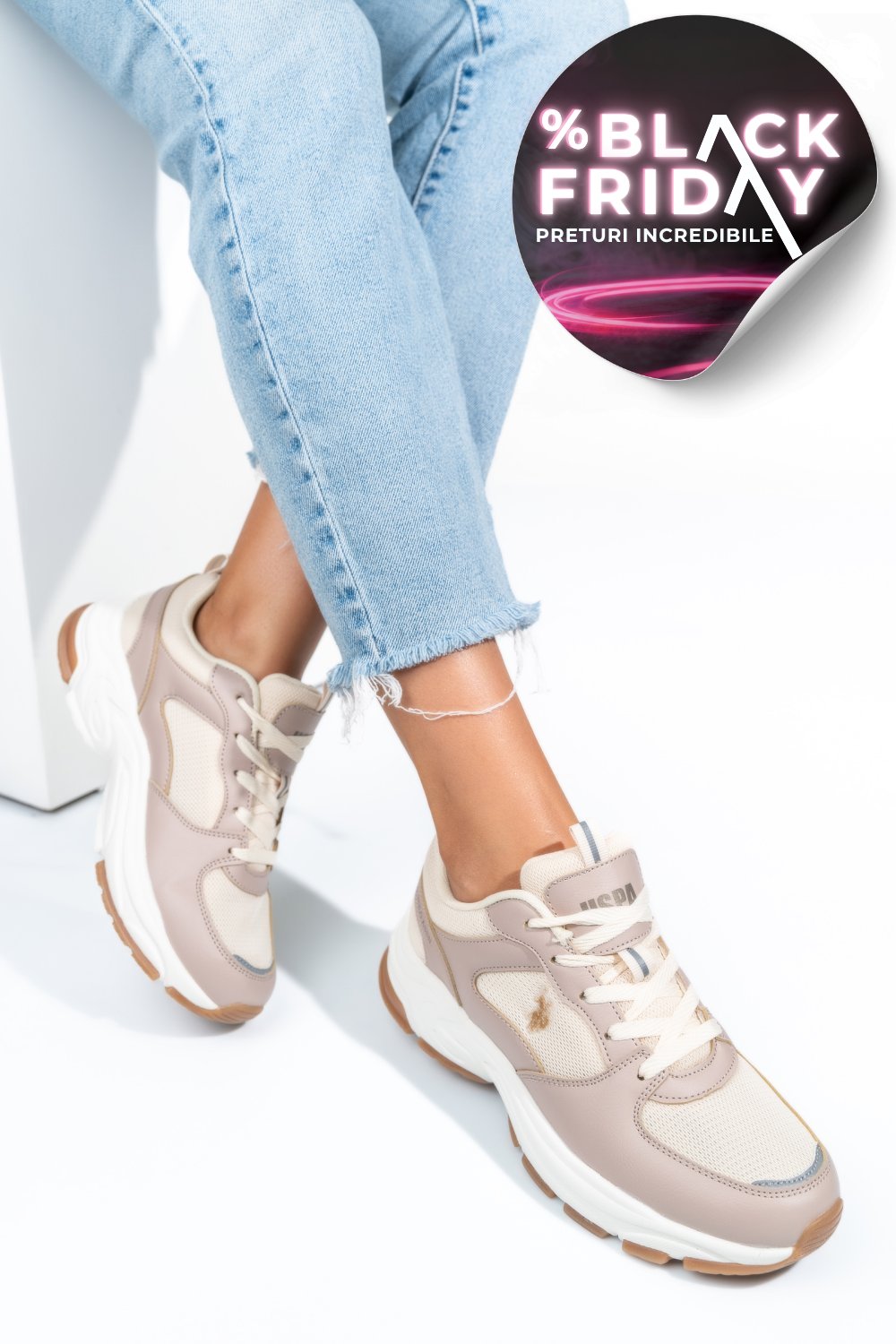 U.S. POLO ASSN, PANTOFI SPORT BEIGE SORLEY