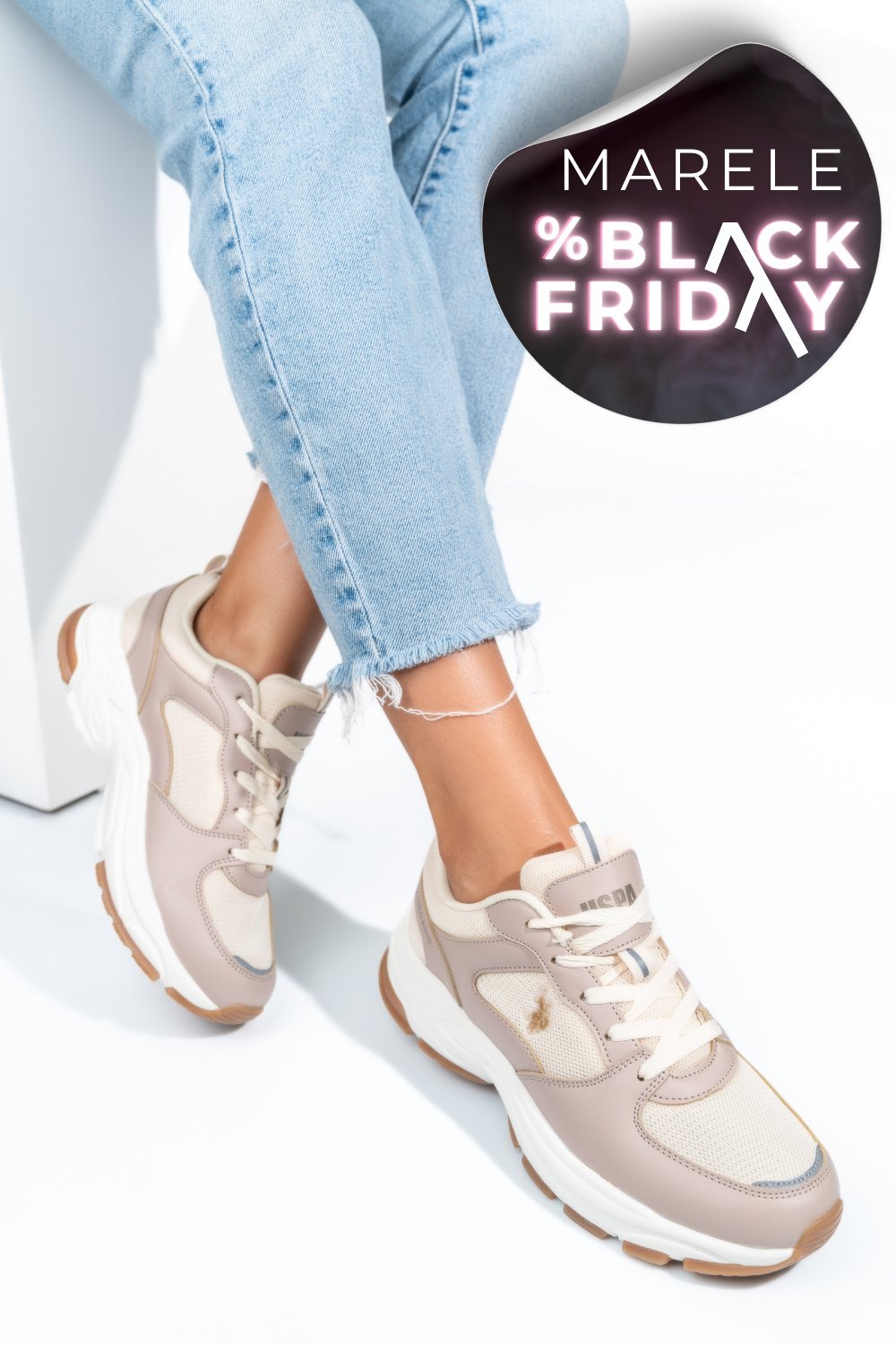 U.S. POLO ASSN, PANTOFI SPORT BEIGE SORLEY