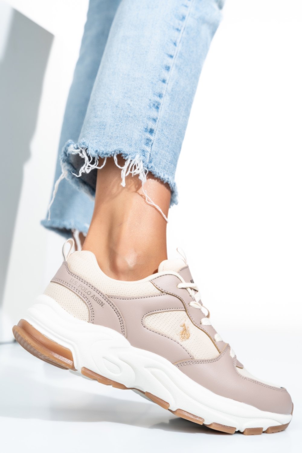 U.S. POLO ASSN, PANTOFI SPORT BEIGE SORLEY