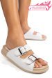 Papuci albi piele naturala apckd-0100