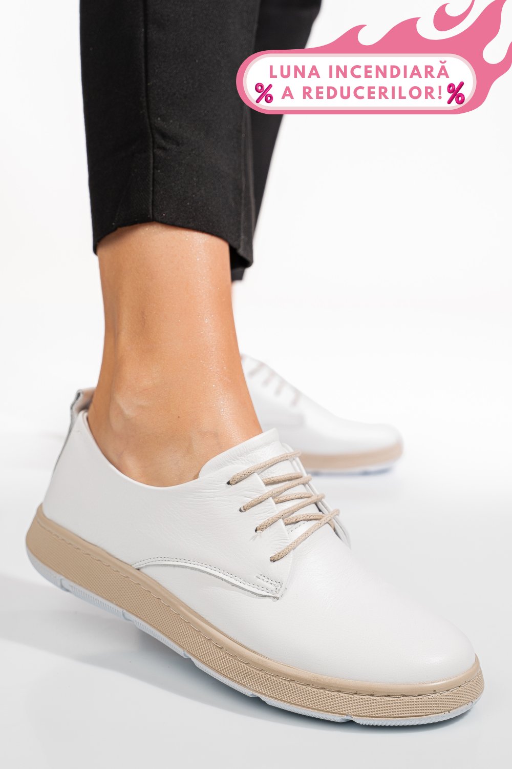 PANTOFI ALBI PIELE NATURALA APCKD070