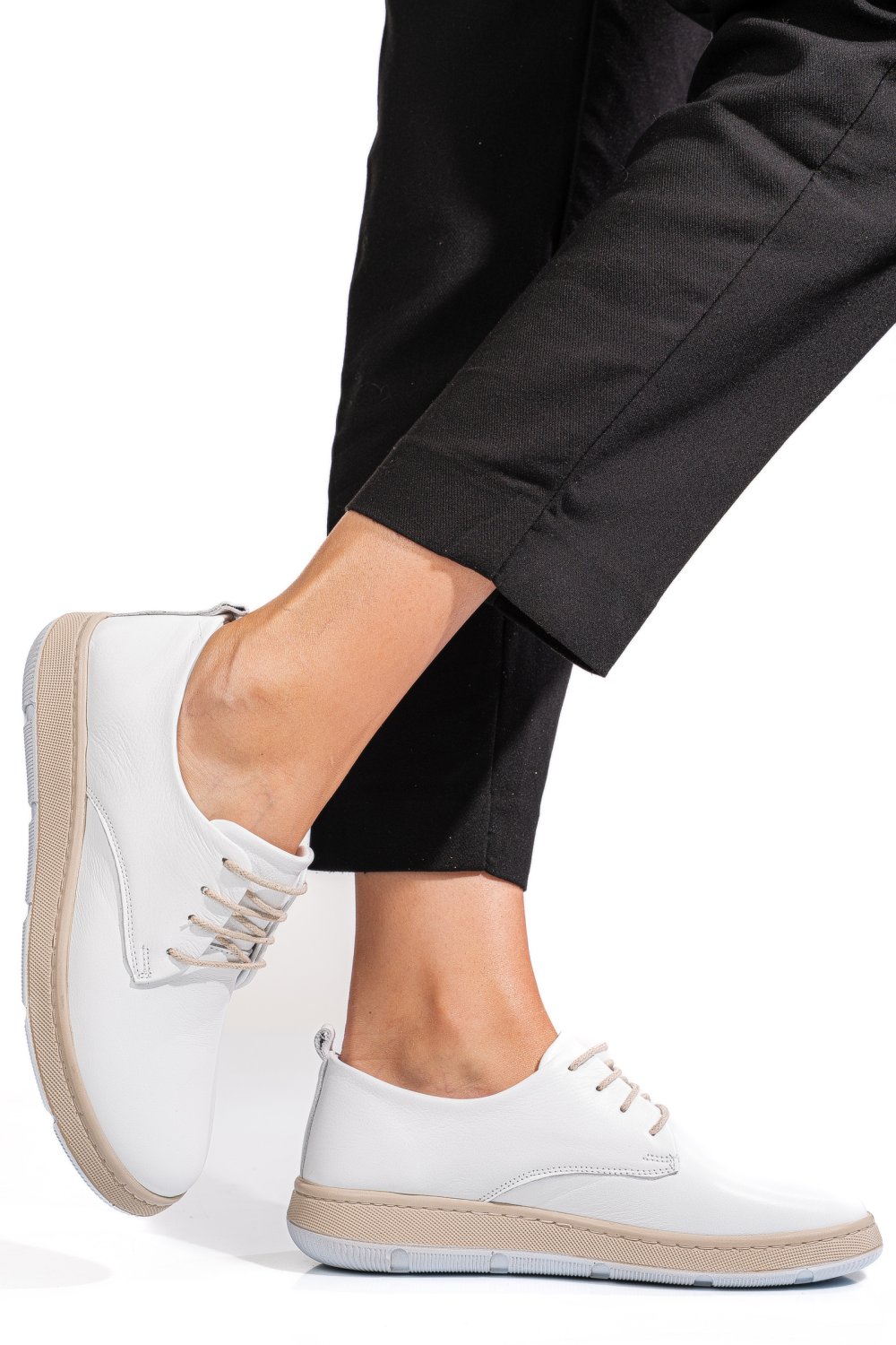 PANTOFI ALBI PIELE NATURALA APCKD070