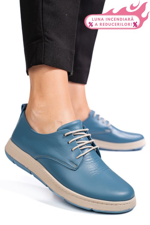 Pantofi albastri piele naturala apckd070