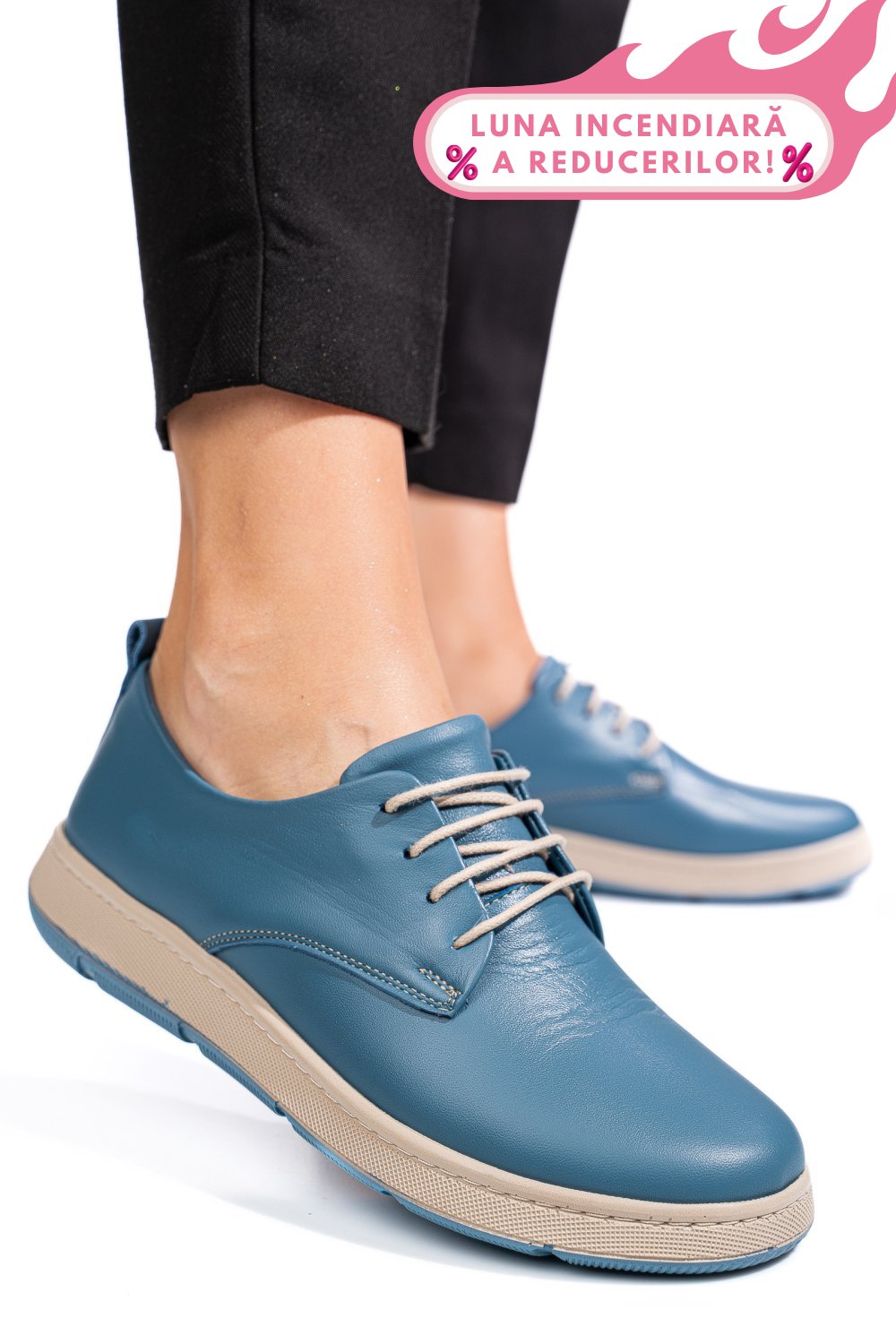 PANTOFI ALBASTRI PIELE NATURALA APCKD070