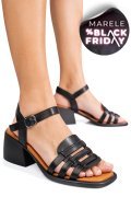 SANDALE NEGRE PIELE NATURALA APCKD3535