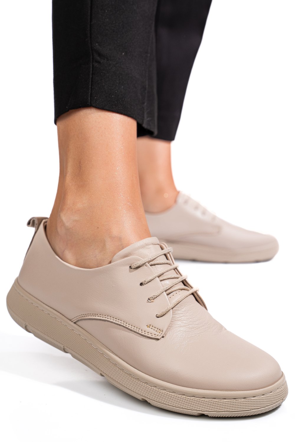 PANTOFI BEJ PIELE NATURALA APCKD070