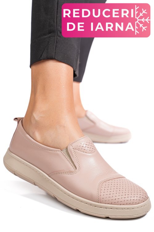 Pantofi roz piele naturala apckd090