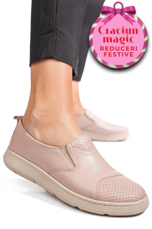 Pantofi roz piele naturala apckd090
