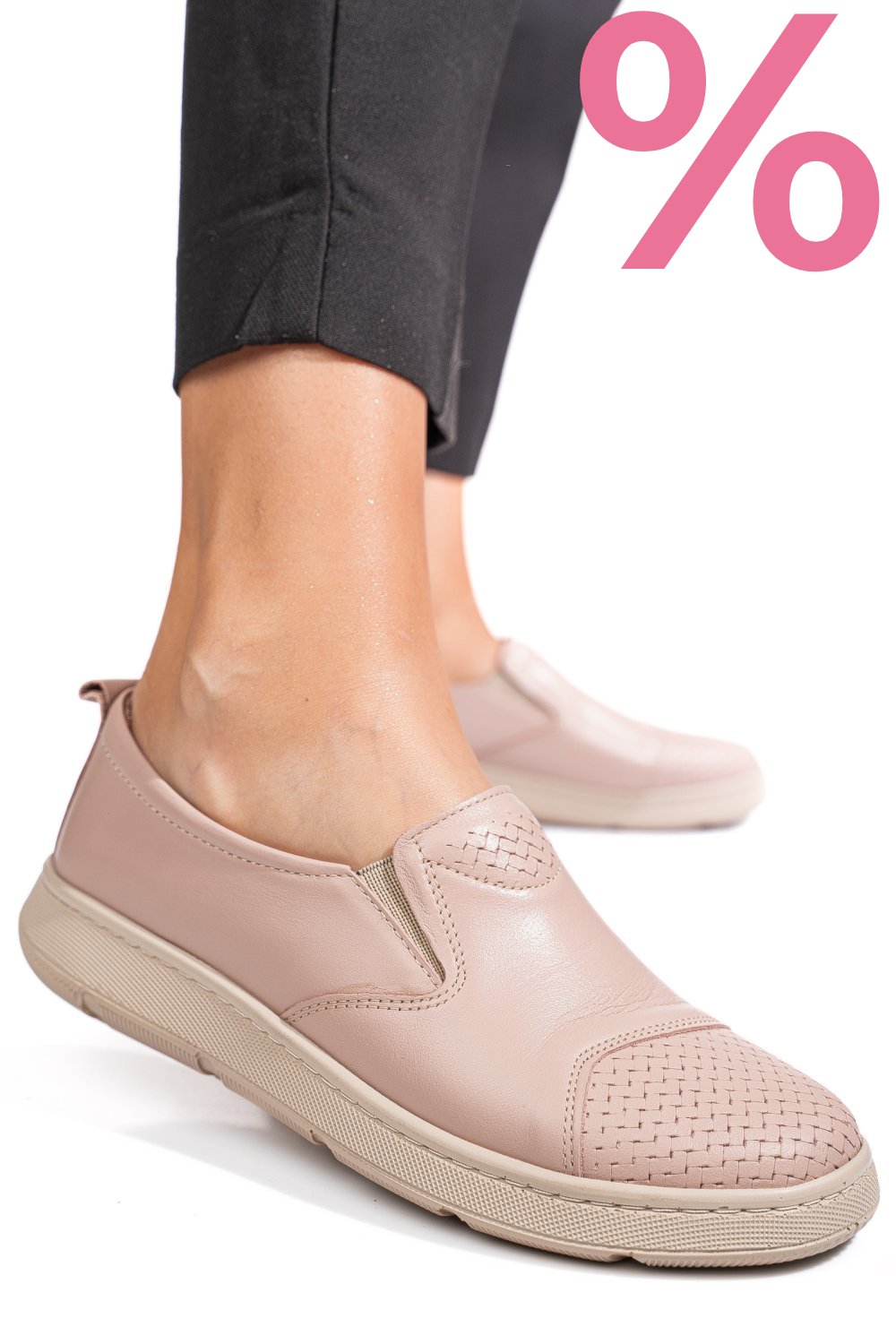 PANTOFI ROZ PIELE NATURALA APCKD090