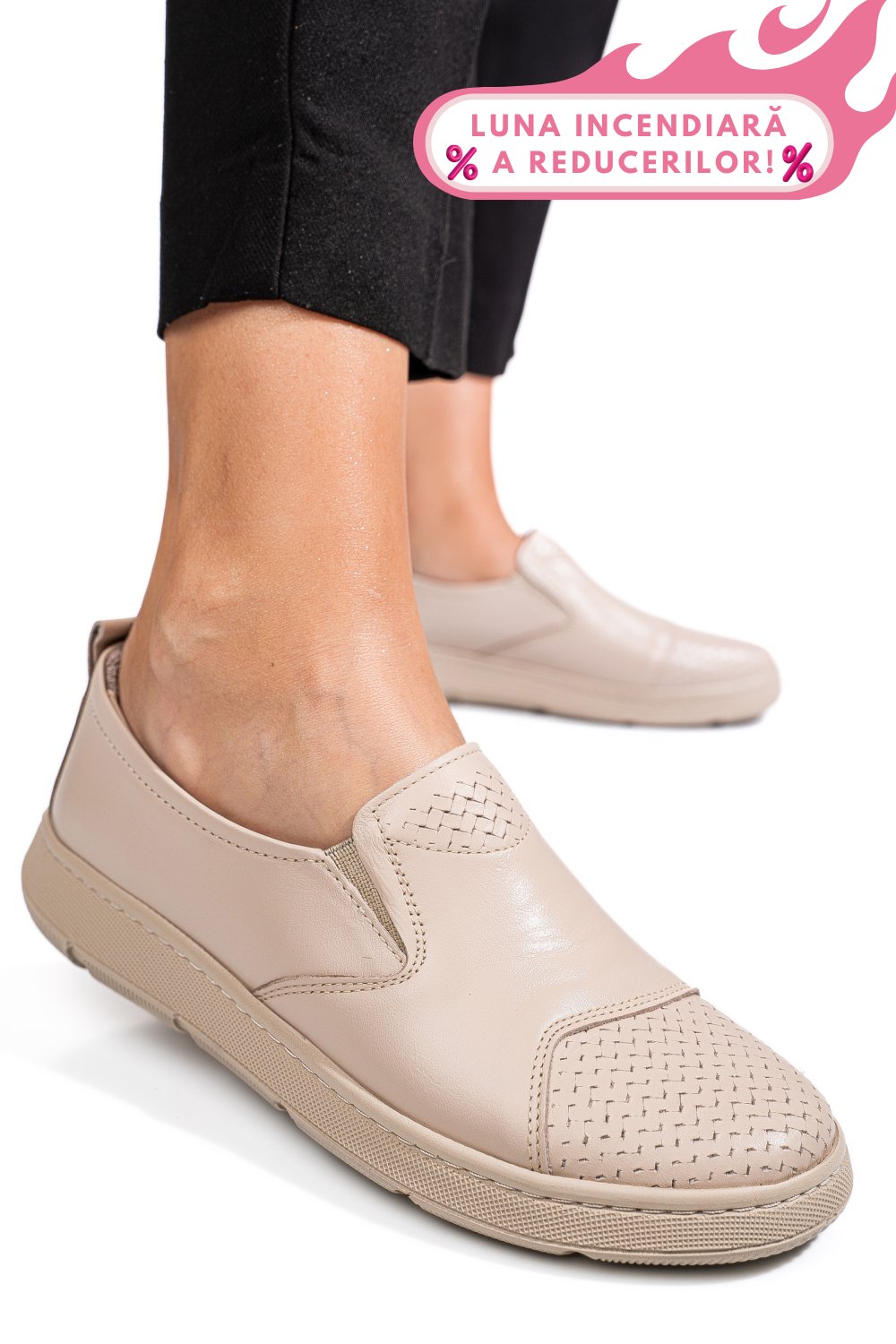 PANTOFI BEJ PIELE NATURALA APCKD090