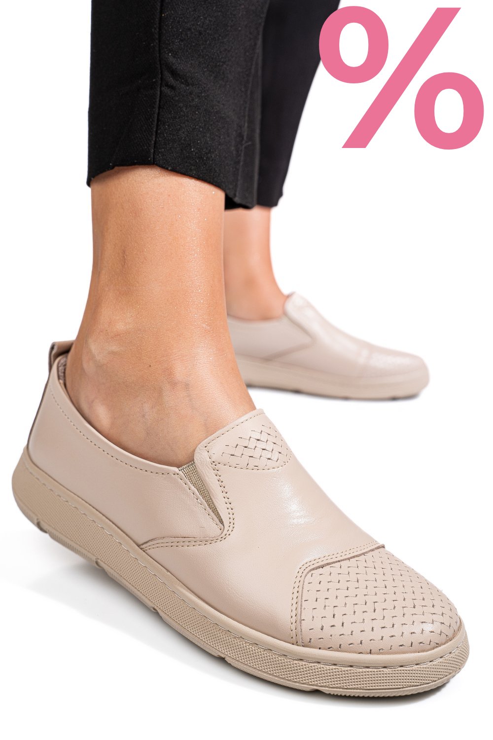 PANTOFI BEJ PIELE NATURALA APCKD090