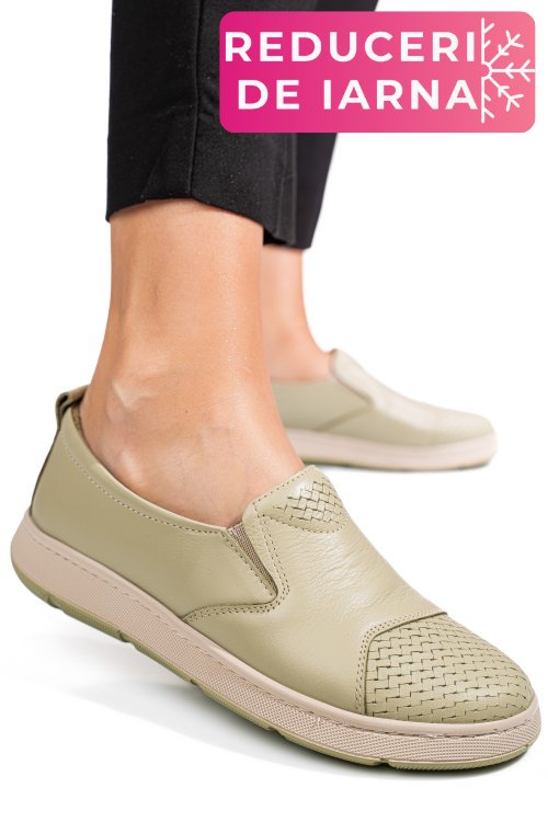 Pantofi verzi piele naturala apckd090