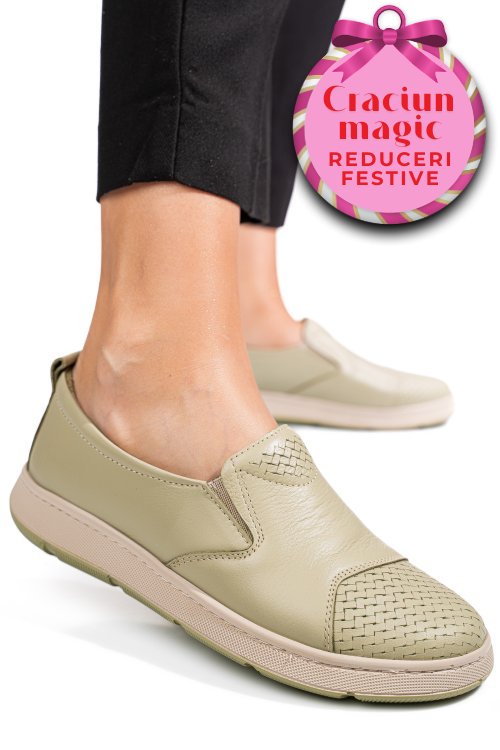 Pantofi verzi piele naturala apckd090