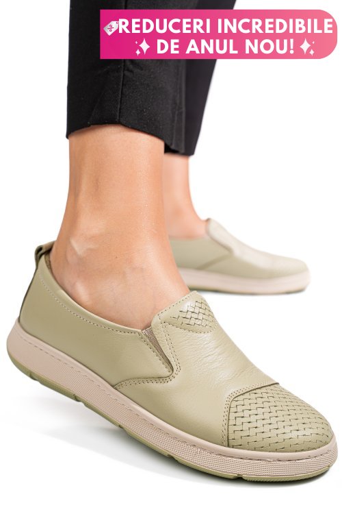 Pantofi verzi piele naturala apckd090