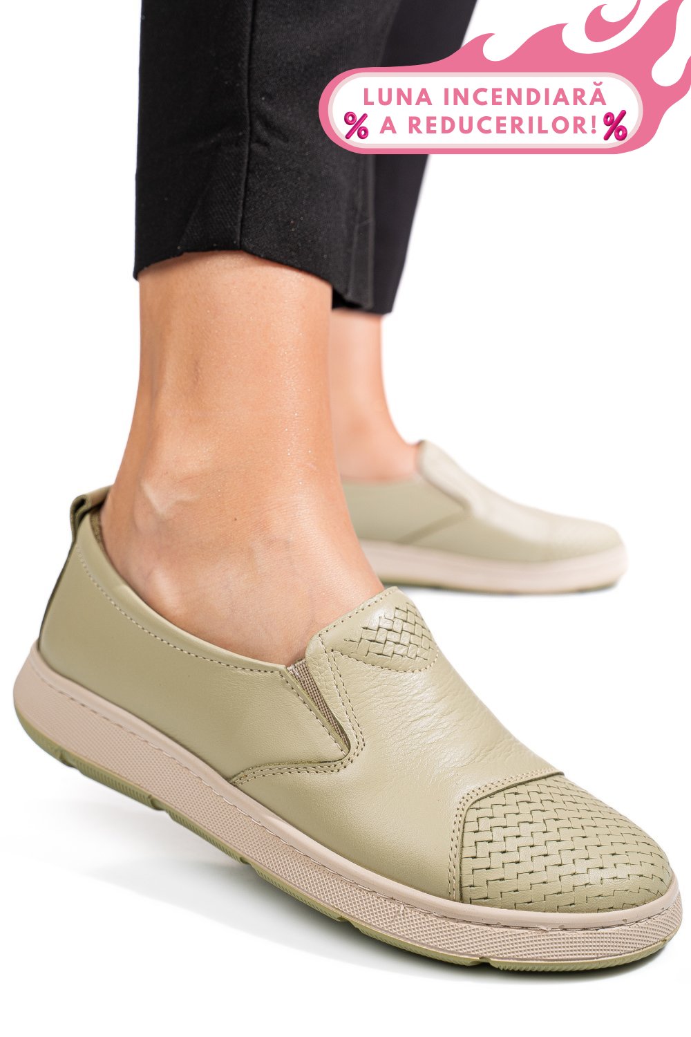 PANTOFI VERZI PIELE NATURALA APCKD090