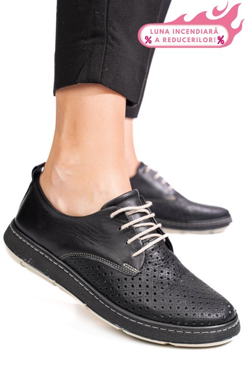 Pantofi negri piele naturala apckd030