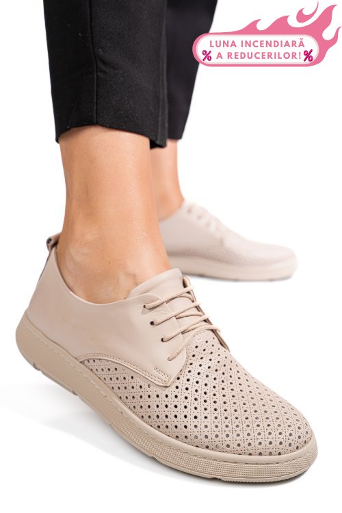 Pantofi bej piele naturala apckd030