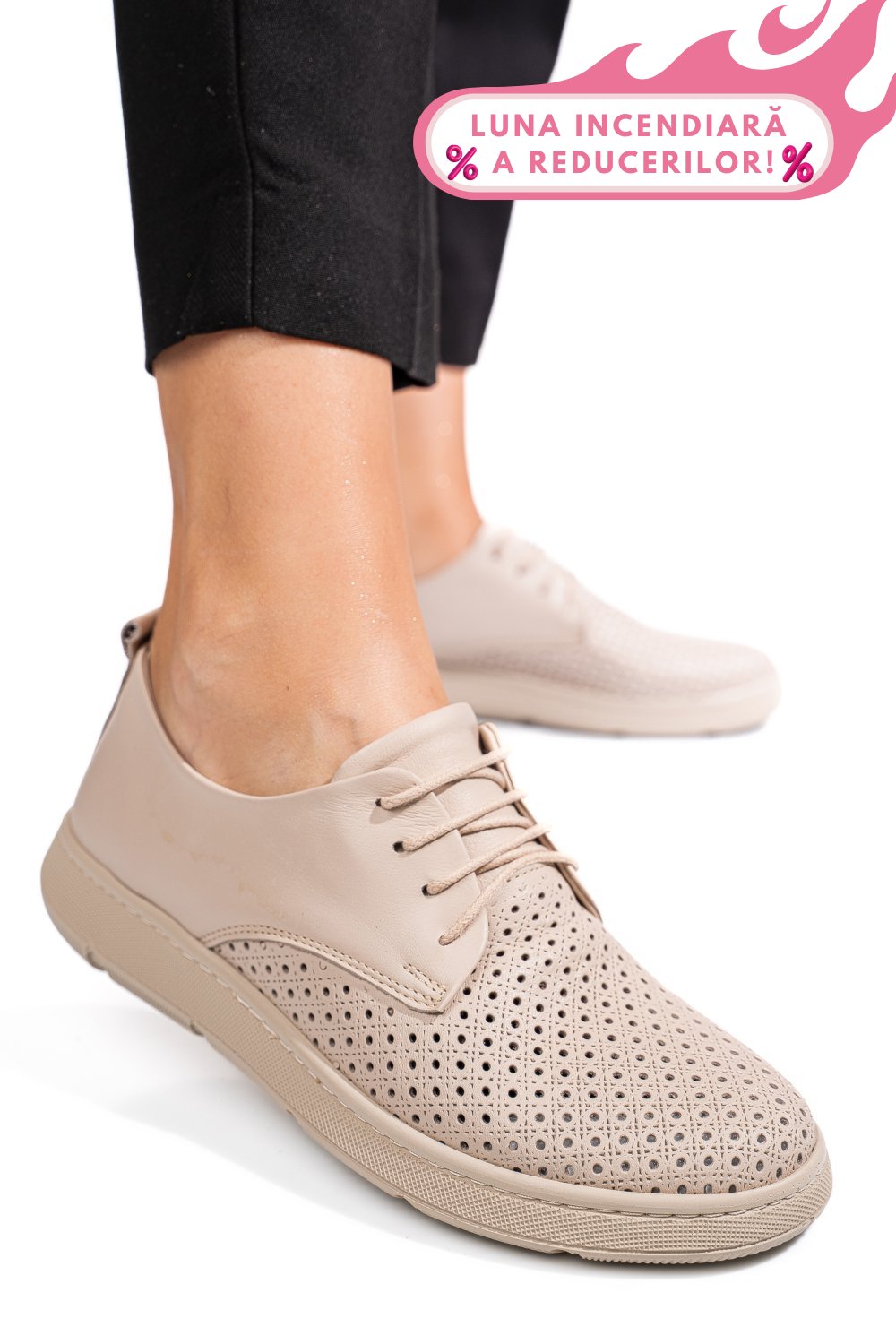 PANTOFI BEJ PIELE NATURALA APCKD030