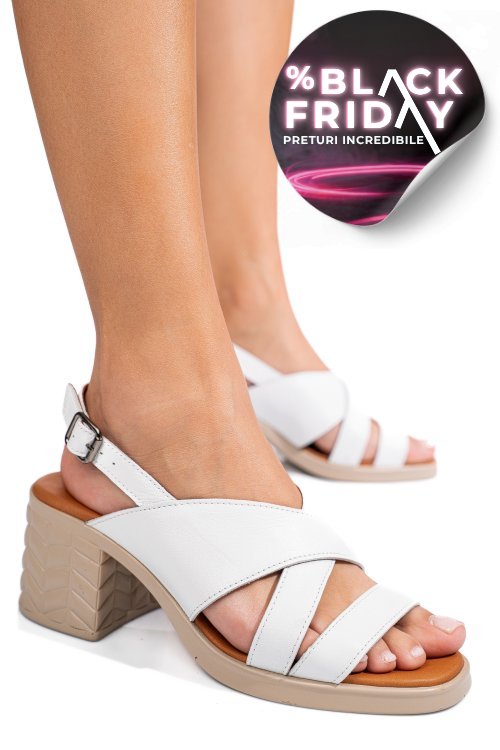 Sandale albe piele naturala apckd6855