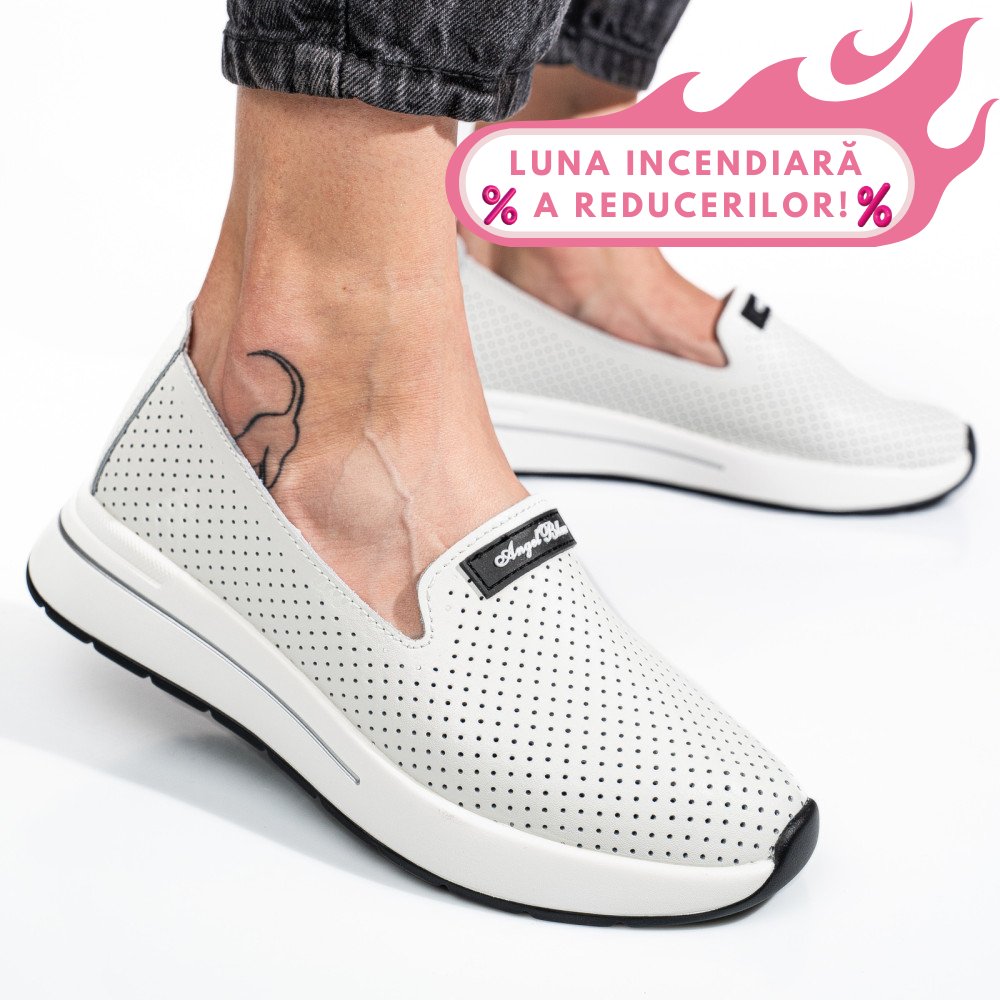 MOCASINI ALBI PIELE NATURALA JSPY5271