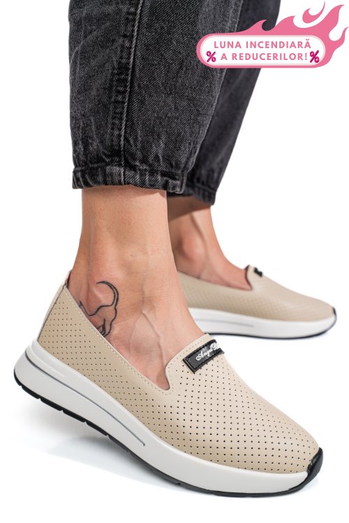 Mocasini bej piele naturala jspy5271